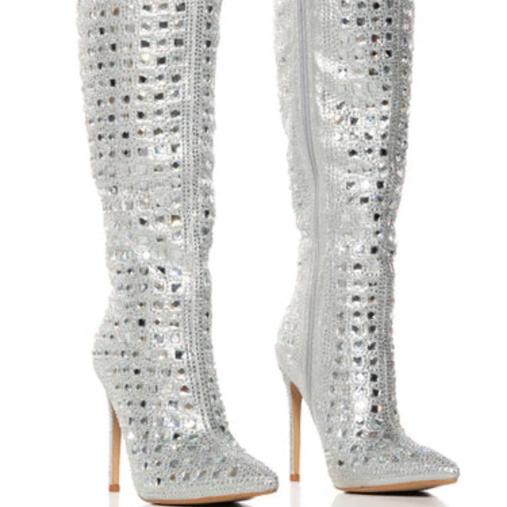 AZALEA WANG " ROYAL RHINESTONES " MULTI EMBELLISHED BOOT(BRAND NEW !!!!!!!!!